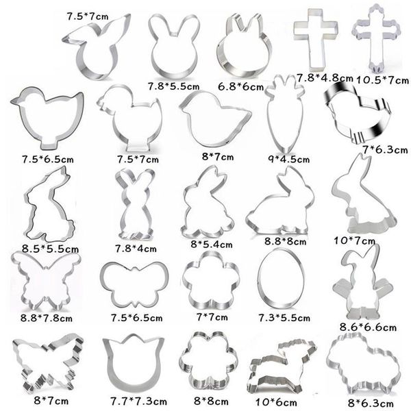 Nette Ostern Element Cookie Mold Cutter Kaninchen Küken Hase Form Backform Edelstahl Tiere Kuchen Form Bakware FY4450