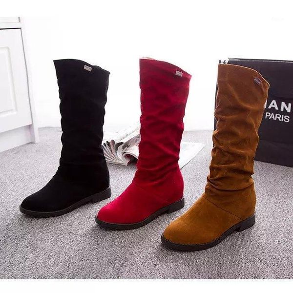 

boots high rise mid autumn low heel women's shoes1, Black