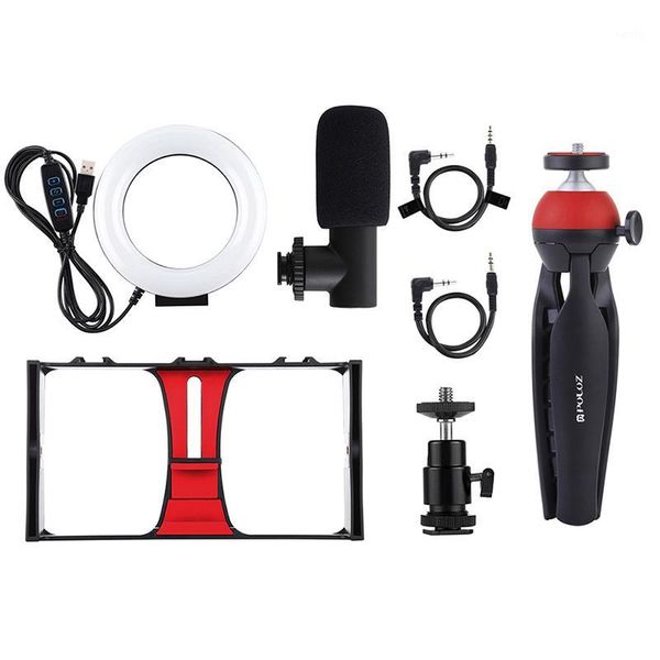 

tripods 4.6in ring led selfie kit pography accessories 4in1 vlogging live broadcast smartphone video rig1