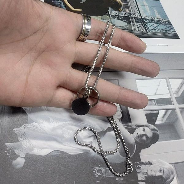 

мода лаконичные модные кольца круглые титановые стальные змеи цепи ожерелье подвесной завод прямых продаж моды лаконичные jllzps, Black
