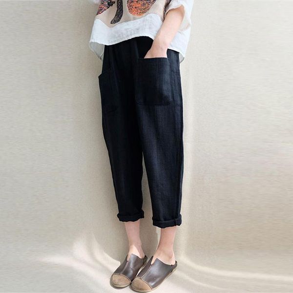 

2021 european and american ladies solid color fashion casual pants 002, Black;white