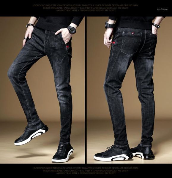 

qmgood 2020 stretch denim jeans for men korean fashion men jeans slim pencil pants skinny stretch casual denim pants1, Blue