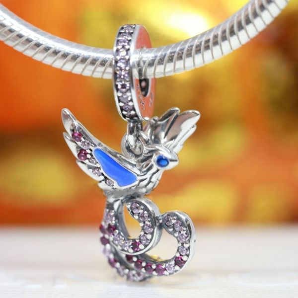 Autentico Pandora 925 Sterling Silver Charm Mythical Phoenix Dangle fit perline stile Europa per gioielli creazione di braccialetti 790102C01