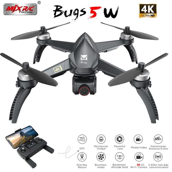 

mjx b5w drone gps brushless 5g 4k camera wifi rc quadcopter fpv camera hd auto return 20 minute flight time drone vs h117s