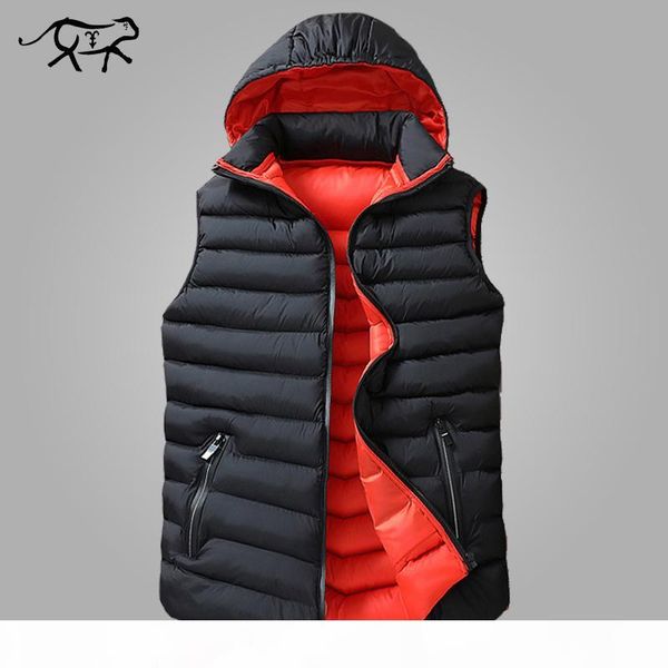 

winter sleeveless jacket men down vest men warm thick hooded coats male cotton-padded men's work waistcoat gilet homme vest 8xl c181116, Black;white