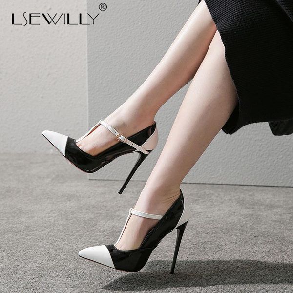 

lsewilly 2021 new spring high heels pumps buckle strap thin-heeled shoes fashion stilettos women's party wedding shoes, Black