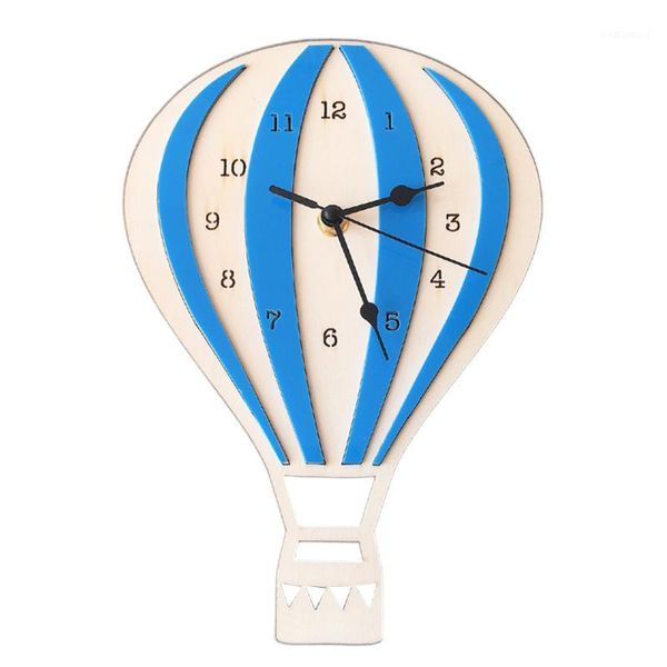 

wall clocks nordic style digital display craft clock kids bedroom mute living room air balloon shape home decor school wooden1