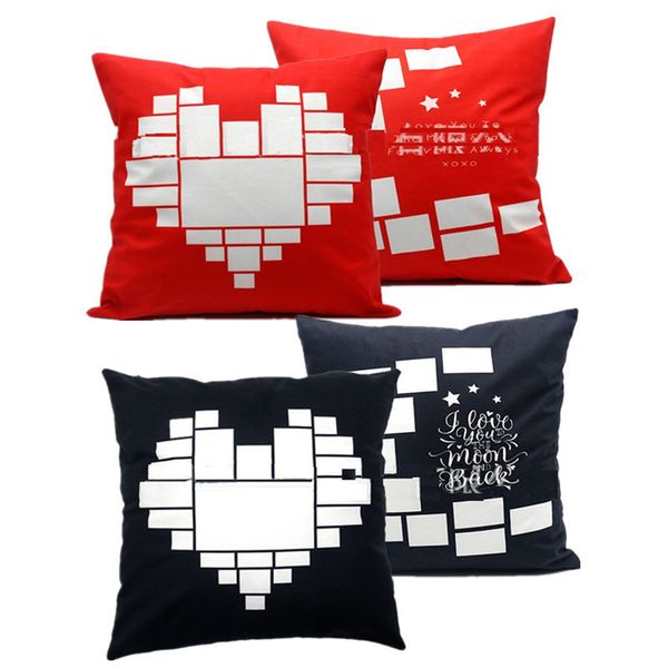

40*40cm sublimation blank cushion cover pillow cases black red heart moon diy p thermal heat print party easter pillow covers h11901
