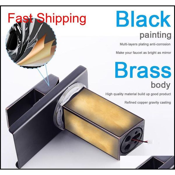 

led sensor color change bathroom faucet black chrome basin mixer waterfall spout cold and water qylodj pets2010