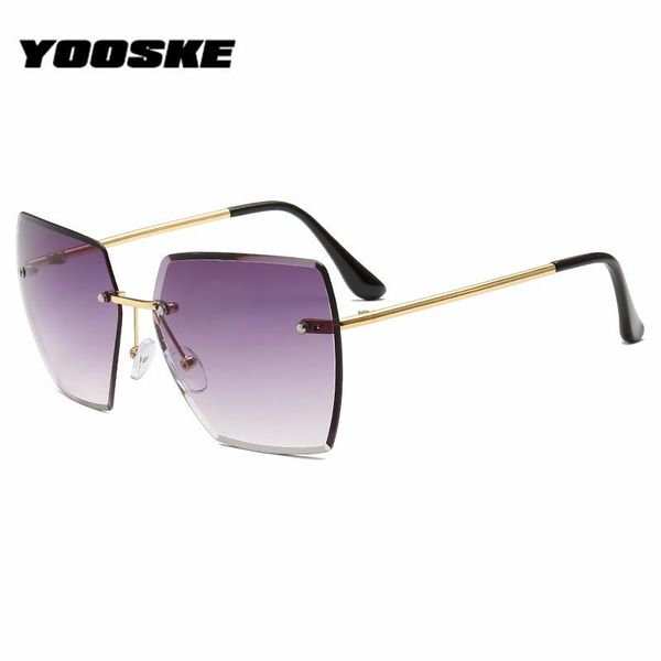 

yooske rimless square women sungalsses brand design metal frame high definition gradient lens women sun glasses uv400, White;black