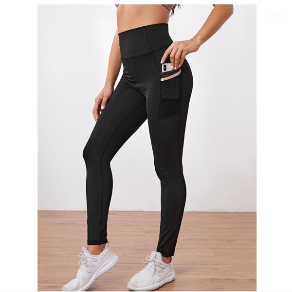 

yoga outfits women's black fitness tight fast drying elastic pants small foot running sportswear pocket high waist hip lifting yoga1, White;red