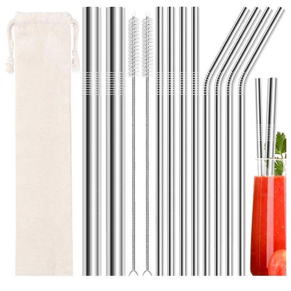

reusable metal straws for drinks with cleaning brushes 304 stainless steel straw eco friendly bar cocktail party drinkin jllorv