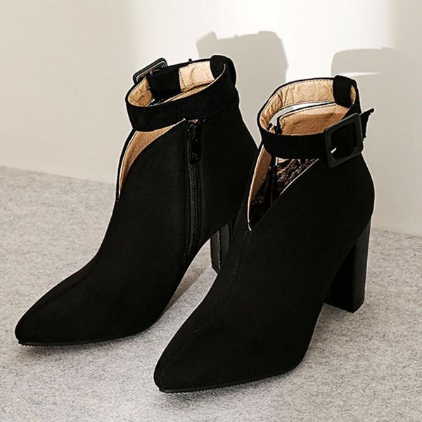 

sagace boots women's boots pointed toe elastic ankle thick heel high heels shoes woman female socks boot 2020 spring o24, Black