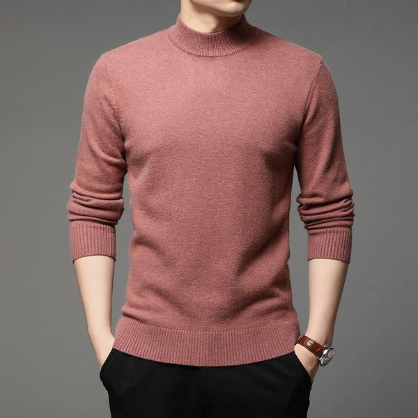 

men's sweaters 2021 autumn and winter men turtleneck pullover sweater fashion solid color thick warm bottoming shirt male brand clothes, White;black
