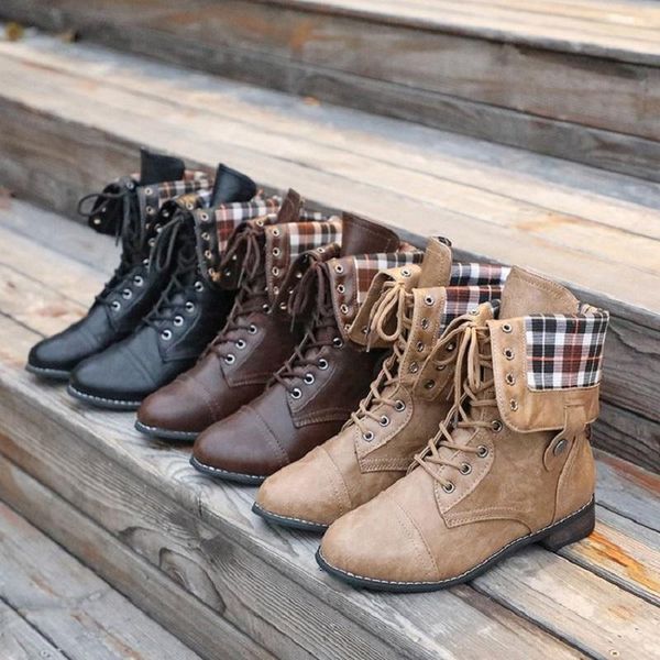 

women booties autumn winter pu leather lace up ladies shoes vintage ankle boots platform boots punk motorcycle, Black