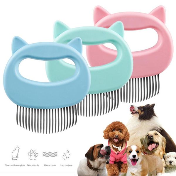 

pet cat dog massage comb shell comb grooming hair removal shedding cleaning brush, Silver