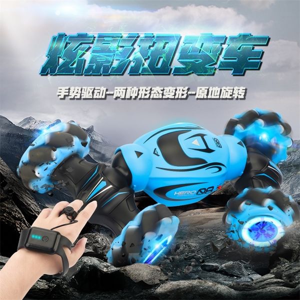 

rc stunt car remote control off road gesture sensing double sided flip rc stunt car led light transformer vehicles toy for kid 201212