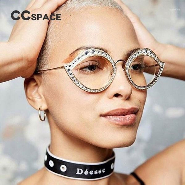 

45273 cat eye crystal decoration sunglasses oval metal frame women brand glasses designer female shades uv protection1, White;black