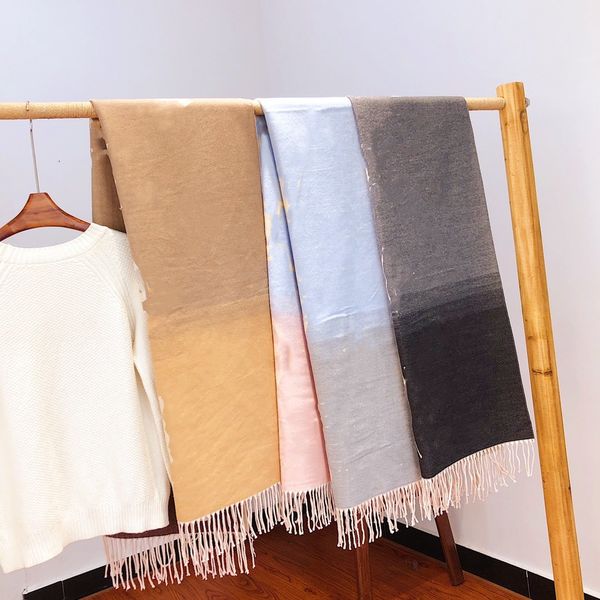 

winter gradient fashion silk scarf new arrival man womens shawl scarf 3 style letters scarves size 60-190cm quality, Blue;gray