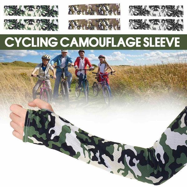 

1 pair uv protection cycling arm warmers sports bicycle camouflage arm sleeves sunscreen fishing camping covers summer1, Black;gray