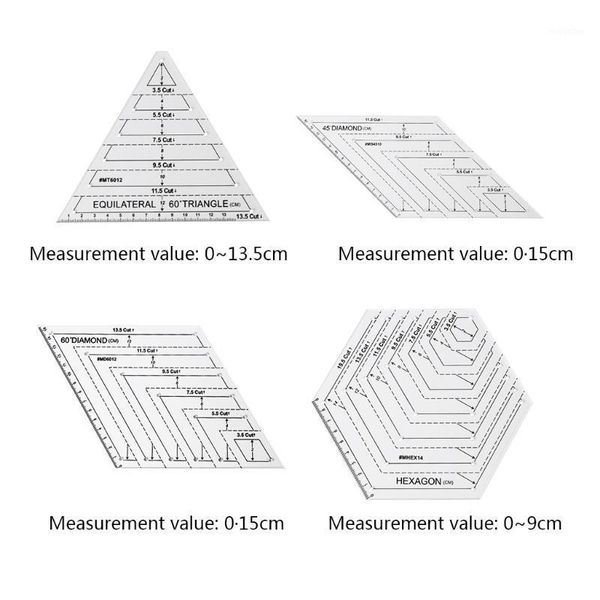 

transparent quilting sewing patchwork ruler measuring template hexagon tailor cutting tool tailor craft diy measuring stationary1, Black