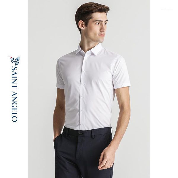 

men's dress shirts baoxiniao summer men's business and leisure basic short sleeve shirt slim formal white shirt1, White;black
