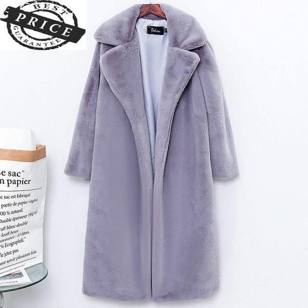 

2021 plus fashion size winter new imitation coat women long fur coats female loose thick warm teddy jacket1, Black