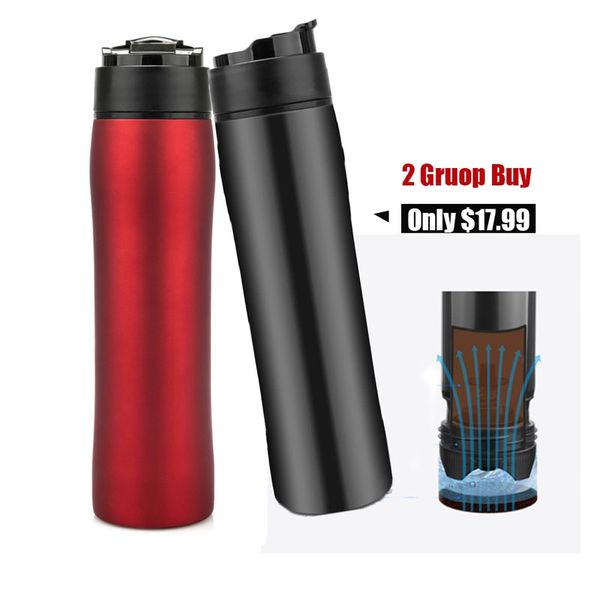 

original portable french press coffee maker vacuum insulated travel mug premium stainless steel 2group will be better q0109