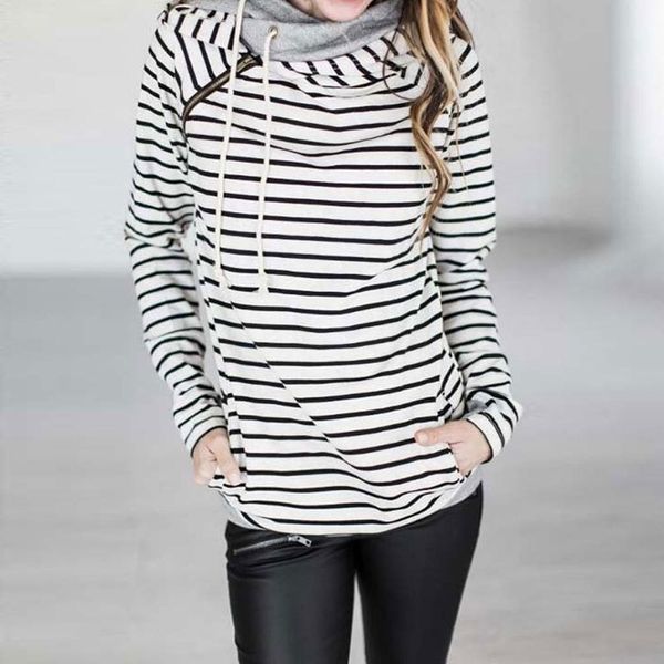 

autumn oversized hoodie sweatshirt female striped hoddie sweatshirt warm hoodies for women sweat shirt femme hoody ladies orange y200610, Black