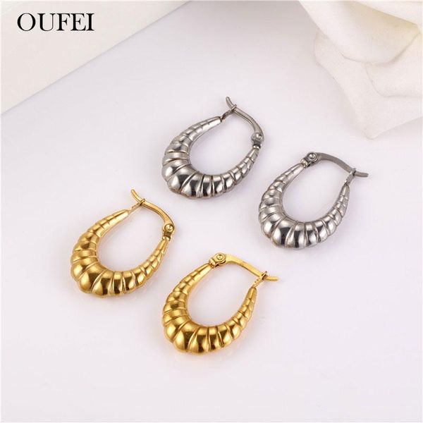 

hoop & huggie oufei personalized small earrings for women stainless steel earings fashion jewelry accessories set of female, Golden;silver