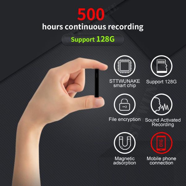 

sttwunake voice recorder 500 hours dictaphone audio sound mini activated digital professional micro flash drive magnetic