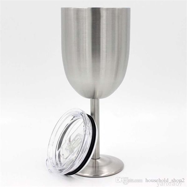 

stainless steel glasses goblets double wall insulated vacuum cup beer coffee wine glass with lid