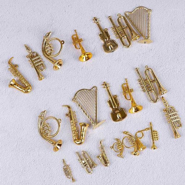 

mini plastic musical instrument gold christmas tree hanging xmas decor1