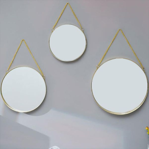 Espelhos Hanging Art Banheiro Espelho de Parede Rodada Quadro Decorativo Chuveiro Makeup Washroom Miroir Sala Decoração OA50BM