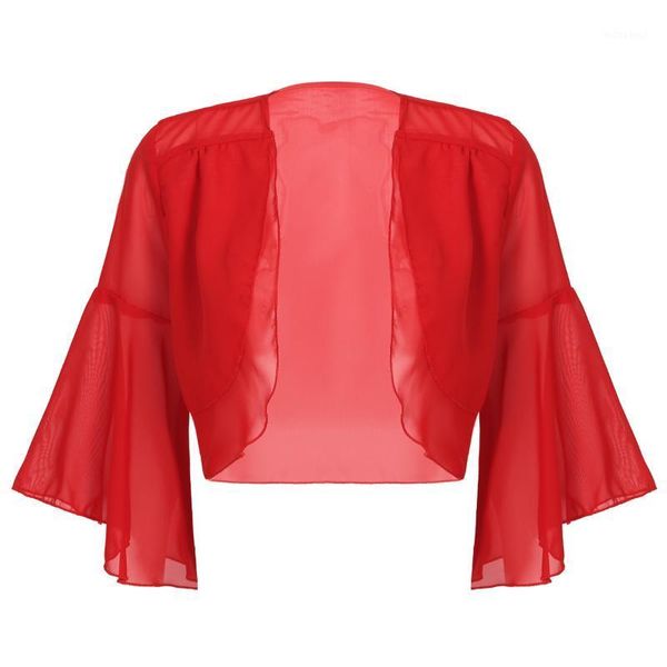 

womens bridesmaid fashion mesh shrug flare sleeves layered open front bolero shrug shawl cropped chiffon cardigan cover ups1, Black;brown