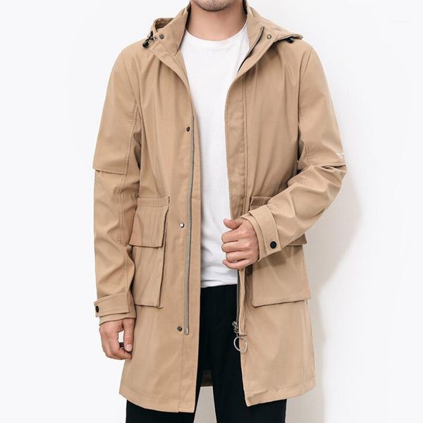 

new mens business jacket 2020 fashion autumn men long cotton windbreaker jackets overcoat male casual winter trench outwear coat1, Tan;black