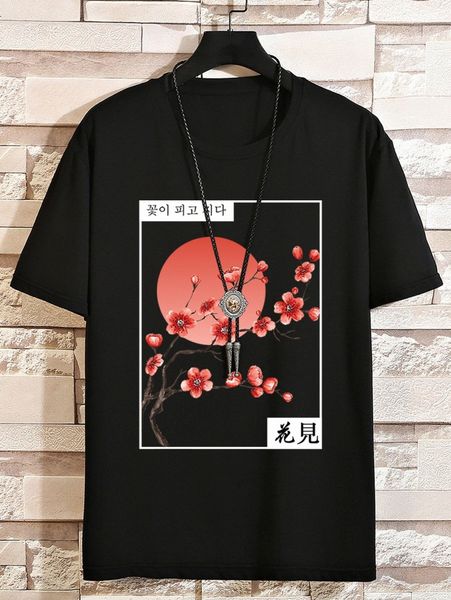 

romwe guys floral print tee r9pw#, White;black