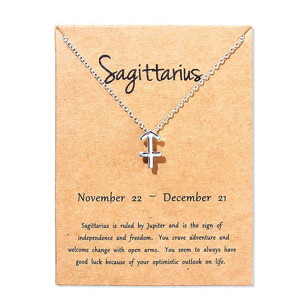 

card zodiac necklaces with gift constellation 12 sign pendant silver chains necklace for men women fashion jewelry i