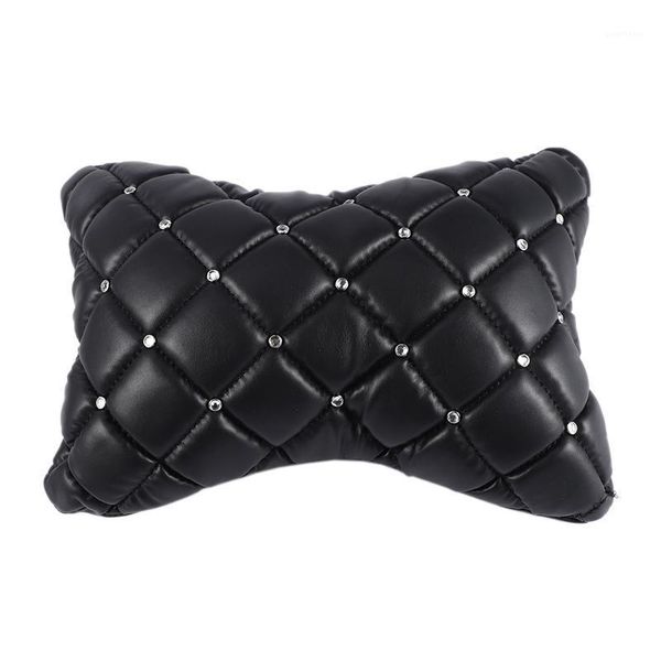 

car headrest pu leather breathable crystal headrest neck rest cushion pillow car universal interior accessories1