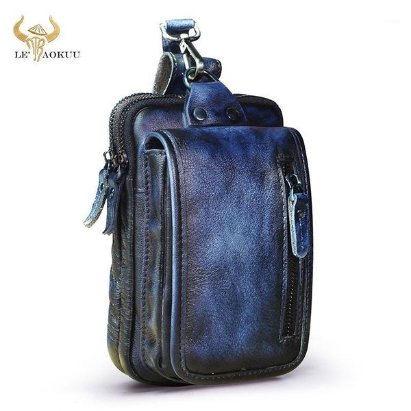 

waist bags antique leather small summer hip bum pouch hook design cigarette case 7" phone fanny pack belt bag 16091