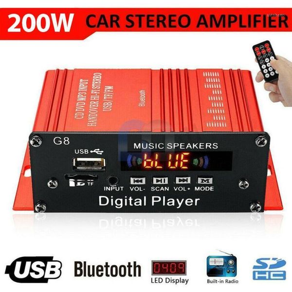 

200w stereo hifi car home subwoofer car audio amp sound speaker bluetooth edr audio led design amplifiers new1
