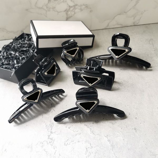 

16color women brand designer triangle letters print hair clamps korean fashion geometric crab claw clip hairpin ladies styling shark clips a, Slivery;golden