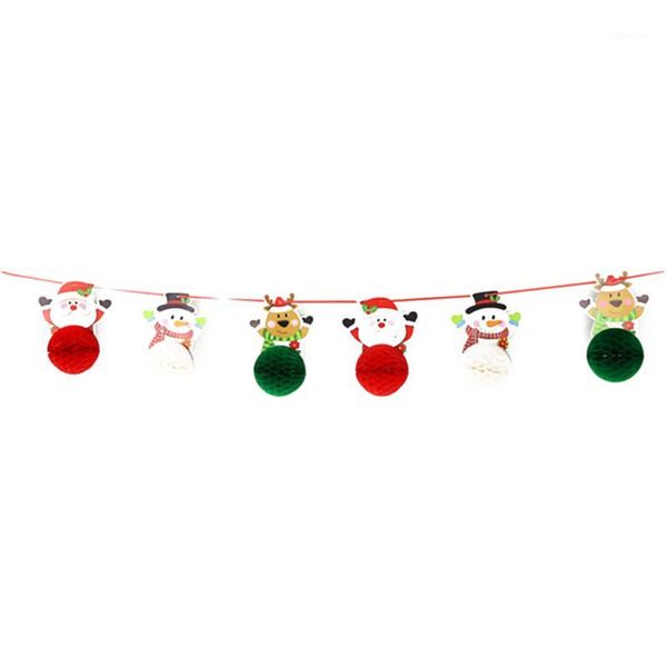 

christmas decorations 1 set diy paper-made decorating hanging flags foiled bunting flag garland (small flower-shaped) small flower ball1