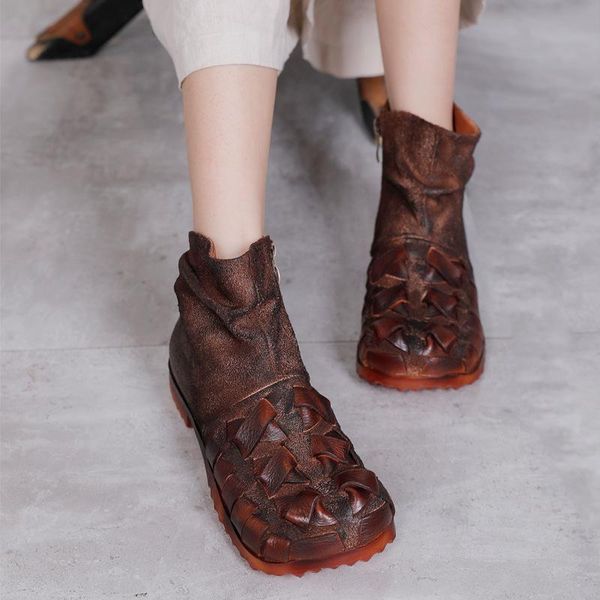 

boots original for women basic ankle woman square toe zip platform boot female shoes short genuine leather, Black