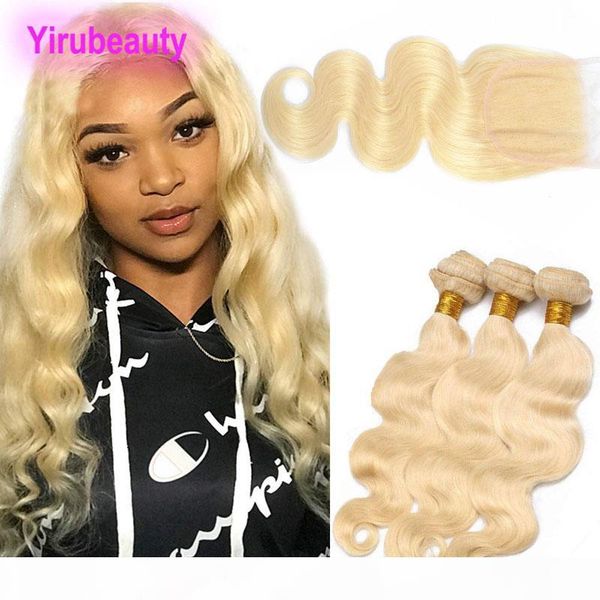 

brazilian virgin hair 3 bundles with 4x4 lace closure 4 pieces lot body wave 613# blonde human hair extensions with closure, Black;brown