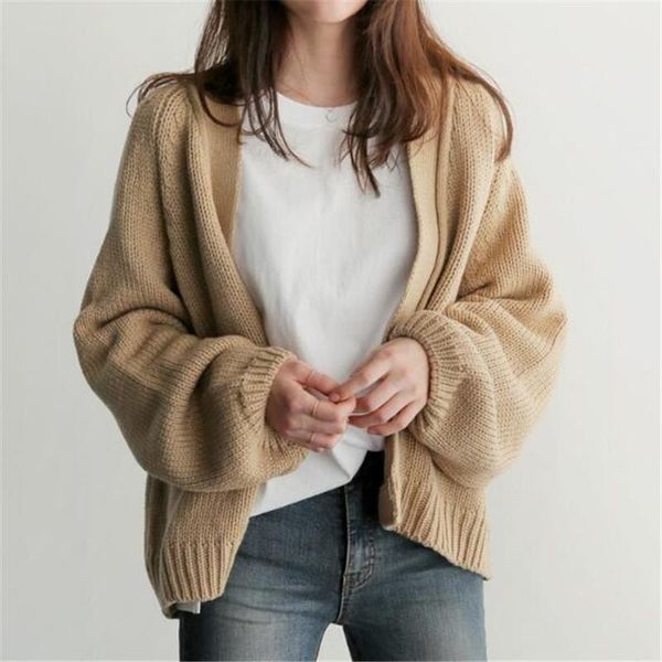 

2021 autumn fashion new women sweater korean chic style cardigan lazy loose sweater short knitted cardigan student sweater coat for women, White;black