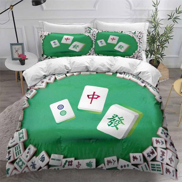 

bedding sets helengili 3d set mahjong print duvet cover bedcloth with pillowcase bed home textiles #mj05