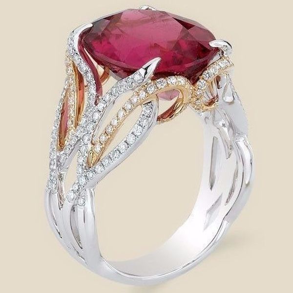 

fashion simple atmosphere inlaid imitation gem ring christmas presents, Silver