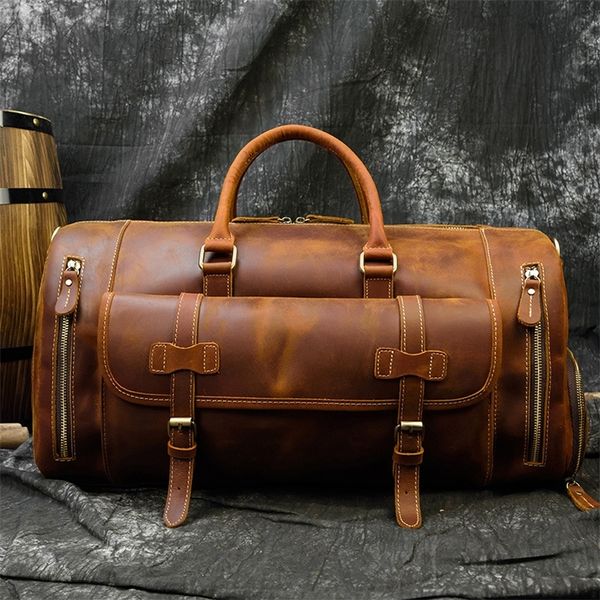 

maheu fashion handbags for men genuine leather travel duffles travelling shoulder lapbags real cow skin hand luggage bags lj200922