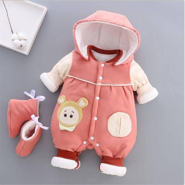 

newborn baby rompers autumn winter girls toddler cotton thick velvet cute jumpsuits for bebe boys infant warm overall clothing 201029, Blue